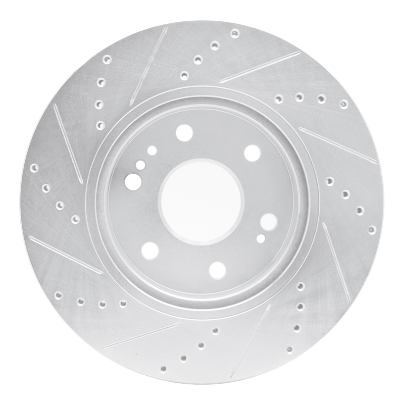 Cadillac Vistiq Brake Rotor (1) - Front Right - R1 Concepts - Drilled & Slotted - Silver - `19-`26